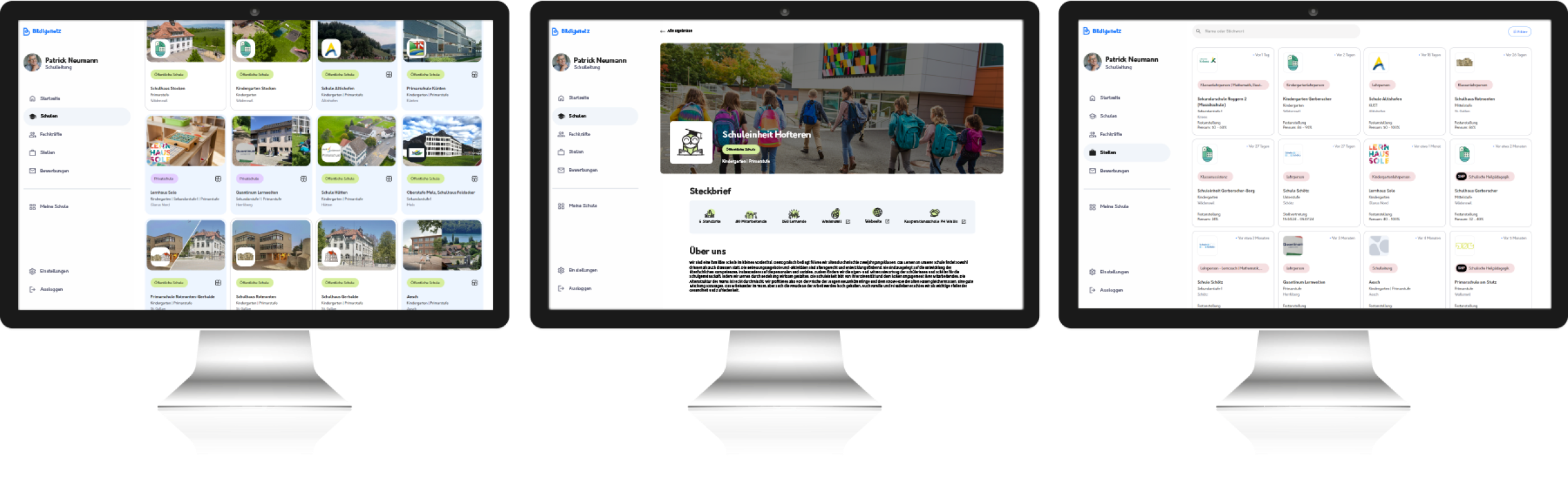 Bildigsnetz Schulprofil Desktop Ansicht